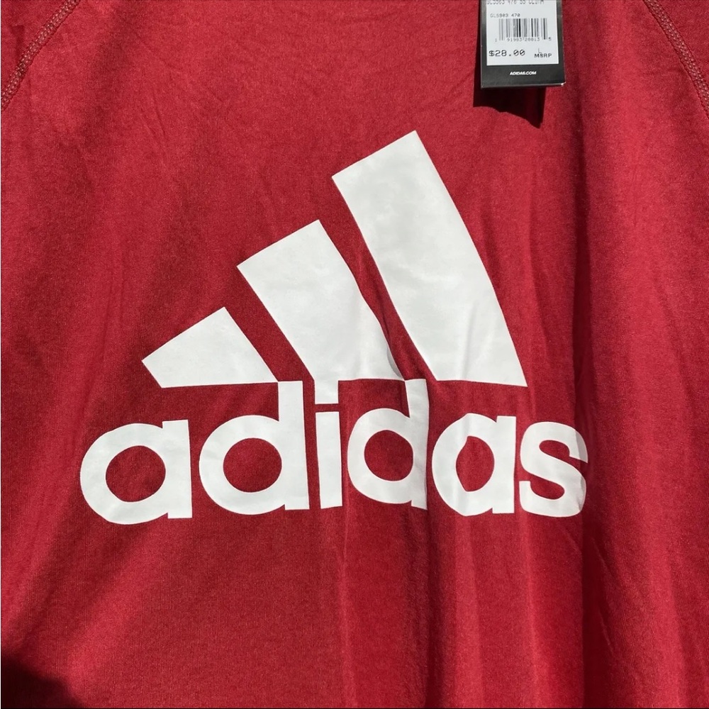 NEW! ADIDAS Climalite Size L Men’s Red Short Sleeve T-Shirt Activewear Sports - Picture 2 of 10